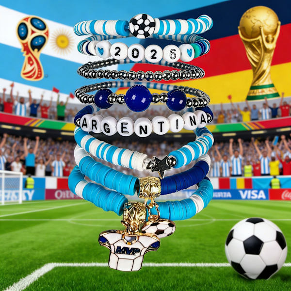 Argentina 2026 VM Stabelbart Perlearmbåndssæt