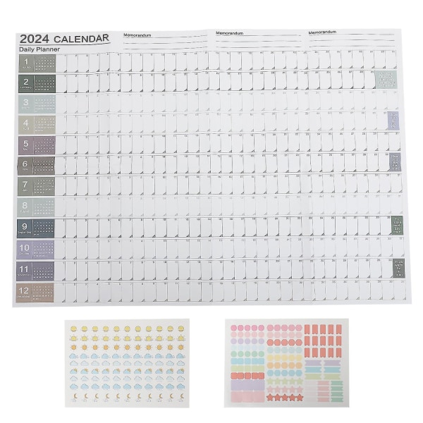 1 set årlig vägghängande kalender 2024 Creative Planner Väggkalender Dagsschema kalender