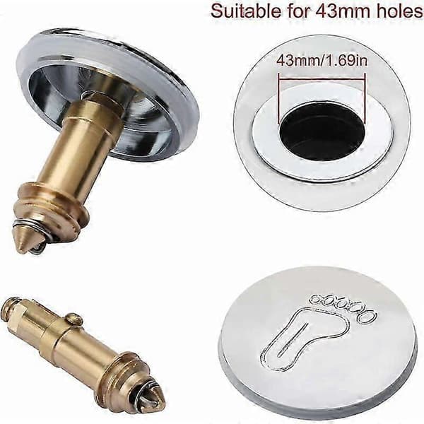 Click-clack pop-up avløp for bad - Avløp for massasjebadekar, jacuzzi, solid krombelagt messing - 42 mm