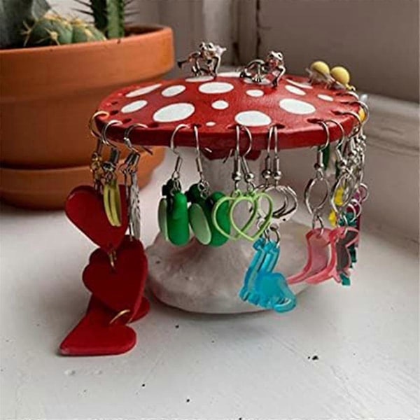 Svampörhängehållare, Örhänge Förvaringshylla, Hållbar Söt Resin Smyckesdisplay Stativ Ring Hänge Smyckeshållare