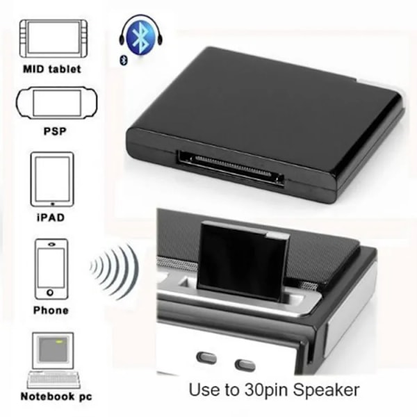 Bluetooth v5.1 -äänen vastaanotin A2DP Musiikki langaton sovitin iPhone iPod 30-napaiselle telakointikaiuttimelle