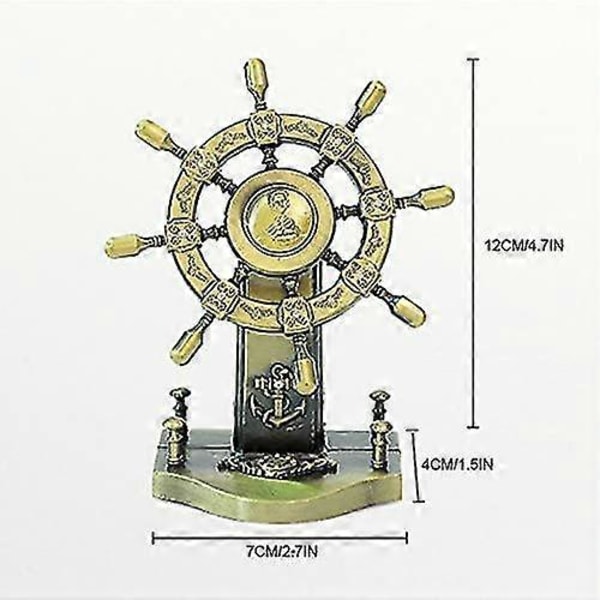 Metal Ror Ornamenter Zink Legering Retro Håndværk Kontor Dekoration Skib Pilot Ror Model Ornamenter Statue