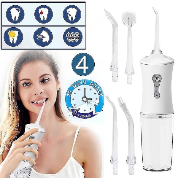 Bærbar elektrisk tandskyllemaskine Vandtæt 3 tilstande mundskylningsapparat Trådløs vandtrådsrenser Dental mundskylningstandrenser