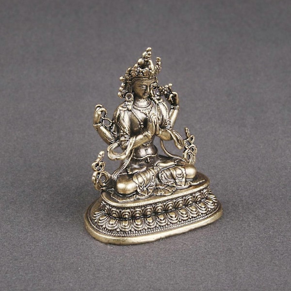 Avalokitesvara-staty i mässing Avalokitesvara-prydnad Hemmakontor Bord Quan Yin-dekoration