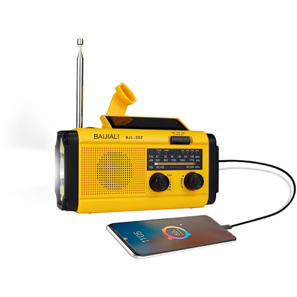 Sol- og dynamolommradio med LCD-skjerm