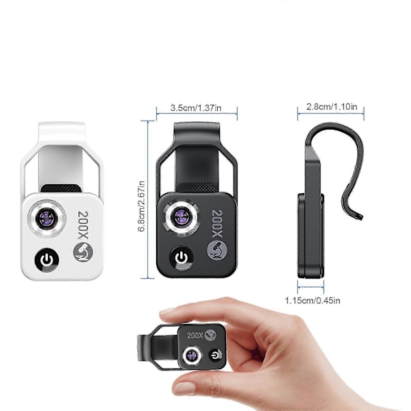 Nanozoom 200x Forstørrelseszoom, Nanozoom Højteknologisk Klips-på-Linse, Nano Zoom 200x til iPhone, Nanozoom Mobiltelefonlinse