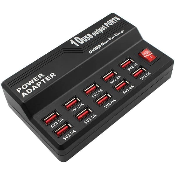 Smart ti-ports multi-port USB hurtigopladning (sort)