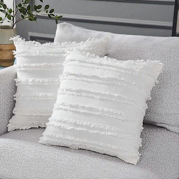 Hvite putetrekk til sofa, stol, 20 x 20 tommer