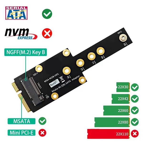 MSATA til NGFF KEY B SSD Adapter Card NY M.2 KEY B L til MINI PCIE Multi-Function Modul