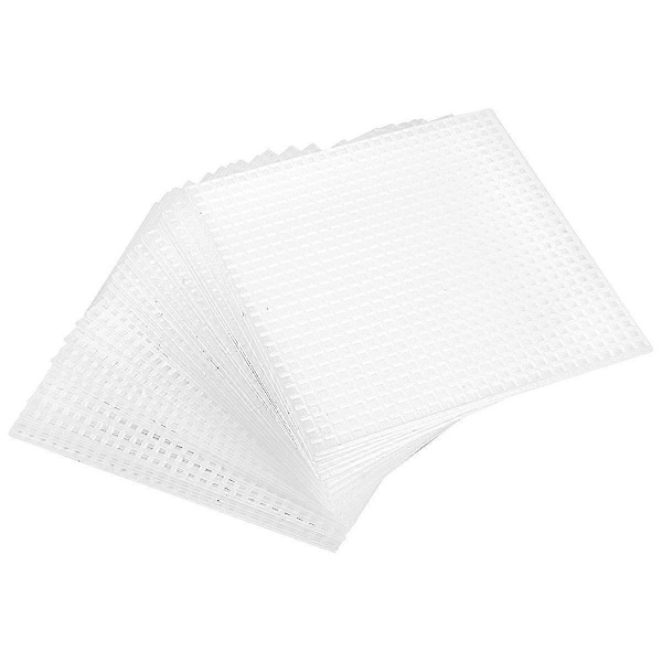 30 Stykker Plastik Mesh Canvas Ark til Broderi, Akryl Garn Håndværk, Strik og Hæklingsprojekter (10,6 X 10,6cm)