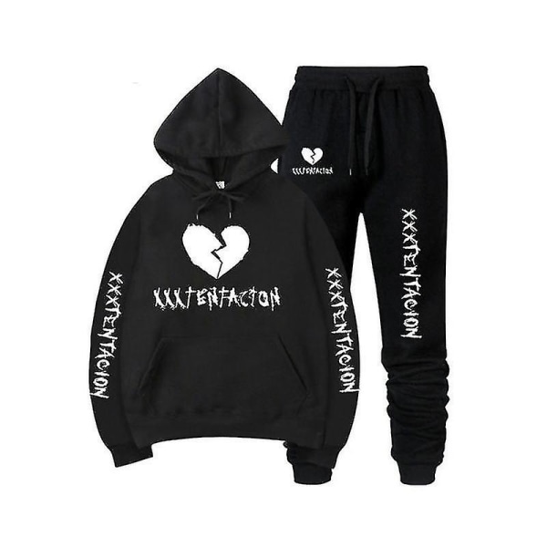 Höst/vinter Xxxtentacion Revenge Kill Hip Hop Huvtröjor Sweatshirts Och träningsbyxor Herr Tvådelat Set Huvkostym Velvet Shry