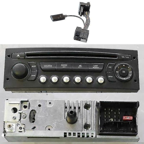Bilstereo Bluetooth 5.0 mottaker aux-adapter for Peugeot Citroen C2 C5 Rd45 Rd4 radiomodul