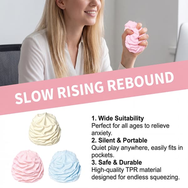 Realistisk fløde squishy legetøj, blød silikone klemme til stresslindring white