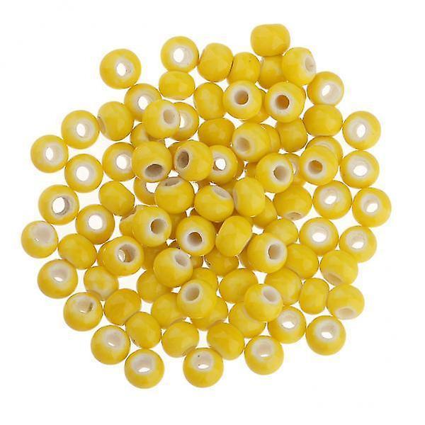 3x100 st 6 mm keramiska lösa pärlor Berlocker för att göra själv smycken gul