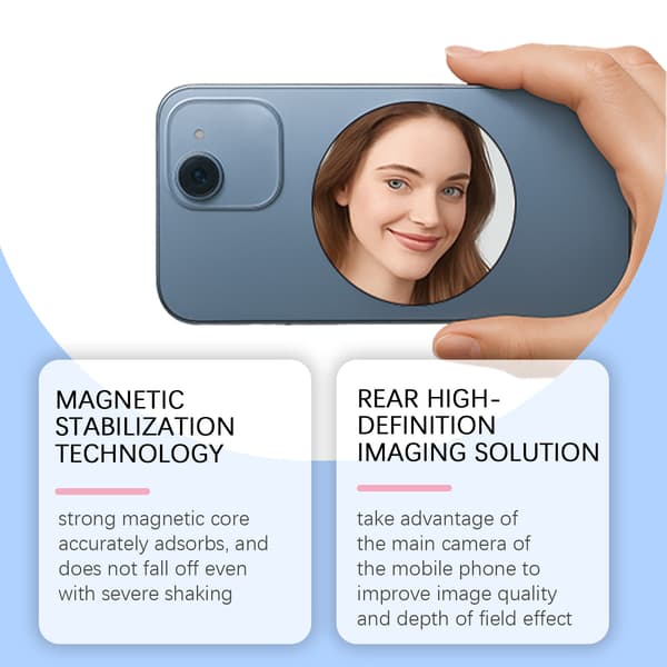 Magnetisk Selfie-spejl til telefoner, hvid og sort valgfri