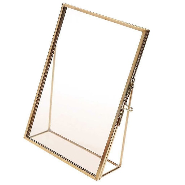 Enkel Antik Rektangulär Transparent Glasbildram - Guld, 15,2 X 20,3 Cm