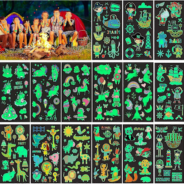 15 Ark Glow-in-the-Dark Tillfälliga Tatueringar, Fluorescerande Glow-in-the-Dark Tillfälliga Tatueringar