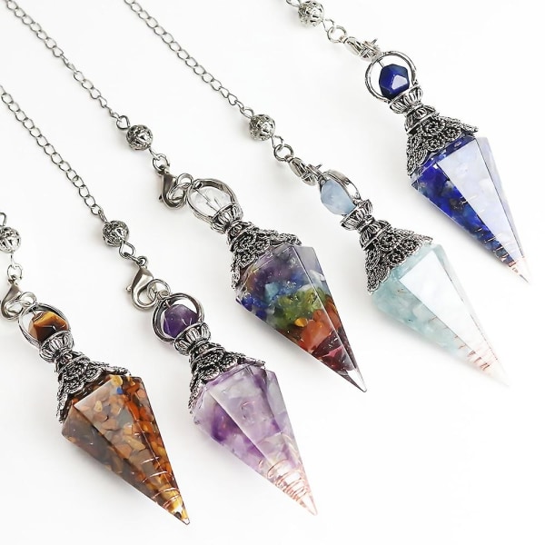 Chakra Crystal Pendulum Sekskantet Reiki Healing Crystal Points Gemstone Dowsing Pendulum | Fruugo nr