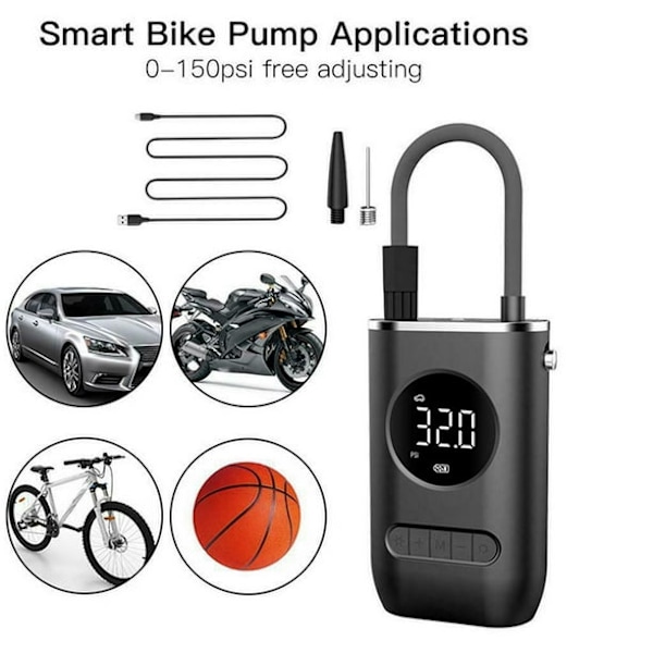 Elektrisk cykelpumpe, bærbar batterikompressor, motorcykelpumpe