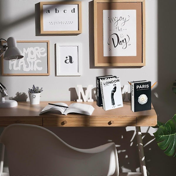 Set med 3 Dekorativa Böcker för Heminredning, Moderna Hårdpärmar Falska Böcker, Faux Displayböcker för Hemmets Kaffebord, Bokhylledekorationer
