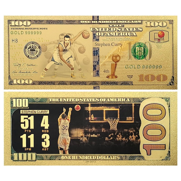 Basketbollstjärnan Curry minnesbanknotsamling present plast guldfolie banknot metall hantverk souvenir