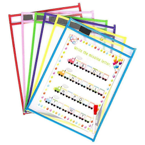 Genanvendelige Tørre Viskerlommer, 6 Pak Genanvendelige Tørre Viskerlommer, Assorterede Farver Arkbeskytter, Tør