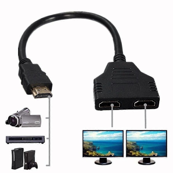 4x HDMI Hann til 2 HDMI Hunn 1 inn 2 ut Splitterkabel kompatibel 1080P
