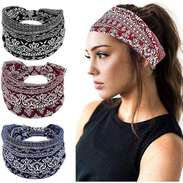 Boho-hiuspanta Elastisen Joogahiuspanta Pehmeä Hiuspäällinen Crday 3 kpl Urheiluhöyrystimen Hiustenpäällinen
