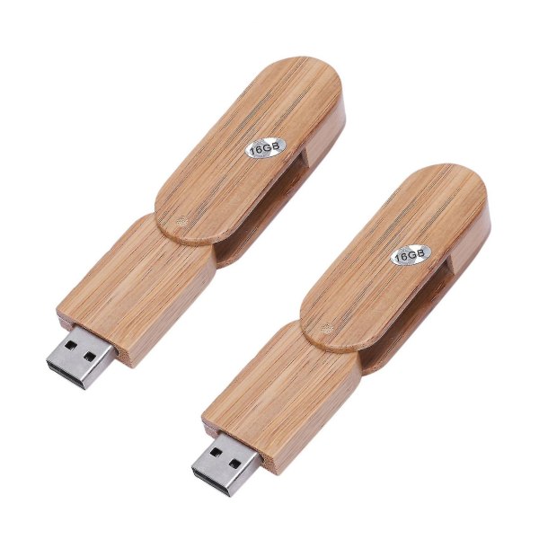 2x Pyörivä puinen USB 2.0 16 Gt:n flash-muistitikku