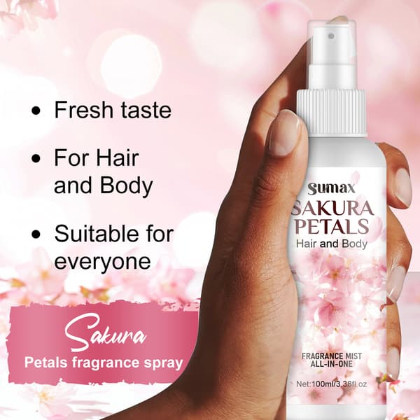 100 ml valkoinen suihkepullo kirsikankukka hiustuoksumiste