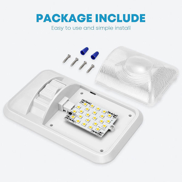 12V LED Taklampa för Husbil 280lm Taklampa Inredningsbelysning för Släpvagn Husbil med Strömbrytare (2-pack)