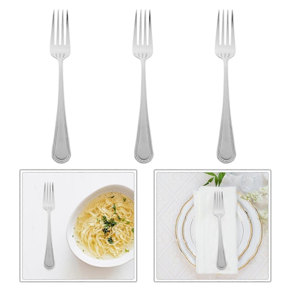 3 stk. Frugtgafler Rustfrit Stål Gafler Nudelgafler Madgafler Dessertserveringsgafler