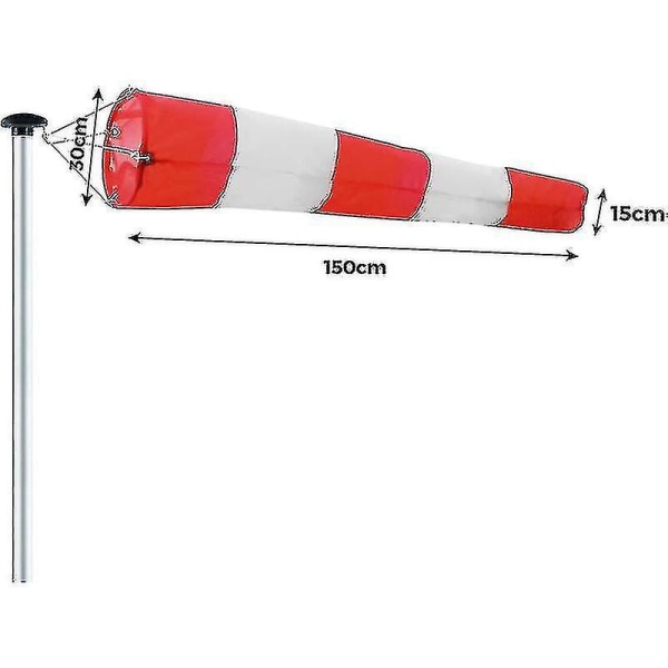 2024 Vindstrømpe for utendørs bruk, vindretningsindikator i rødt og hvitt 150 cm hengende og roterbar, værbestandig, vindretningsindikator