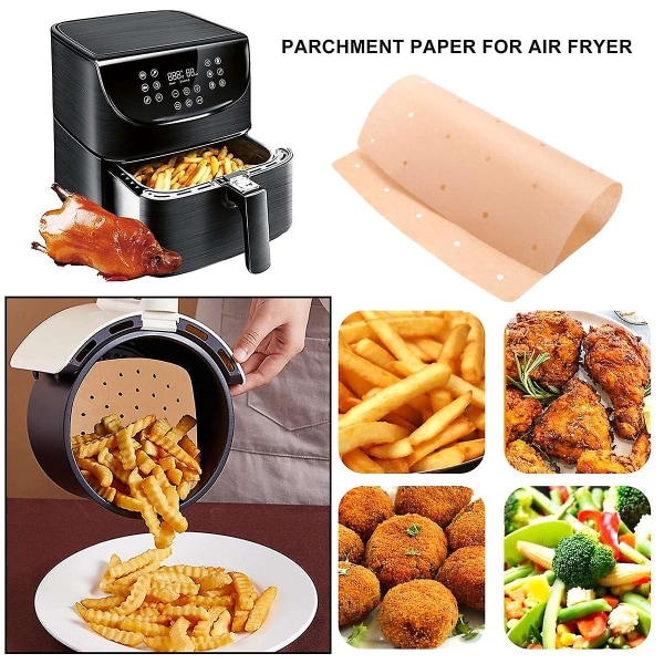 Air Fryer-pergamentfoder, 100 st perforerade fyrkantiga Air Fryer-foder för Ninja Foodi Grill 5 i 1 AG301 Dual Air Fryer