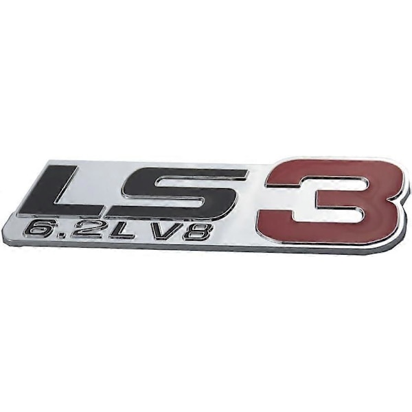 LS3 6.2L V8 Motor Emblem Badge, för Gm Chevy Chevrolet Silverado Par Krom. (Röd)