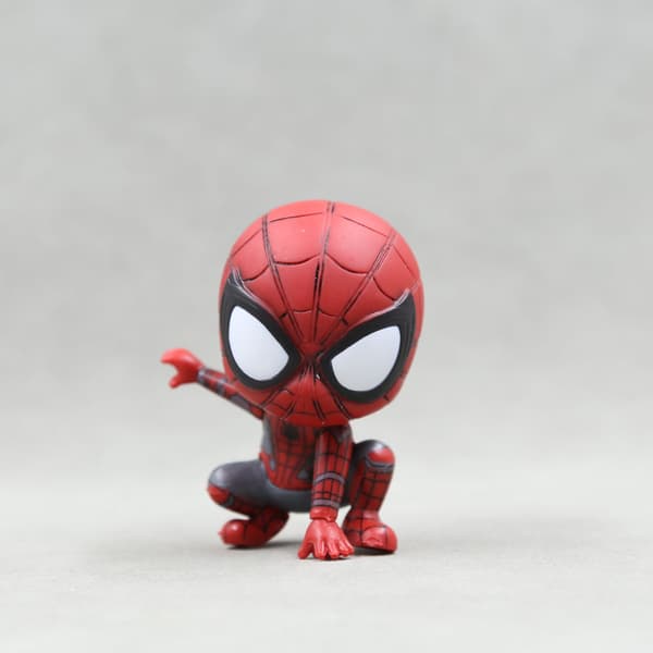 1 stk. Q Version Spider-Man figur, DIY nøgleringstaskevedhæng, bilpynt anime dukkeindretning A