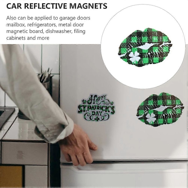 1 Set St. Patrick's Day Bilmagnet Reflekterande Magnetisk Bildekal Kylskåpsmagnet