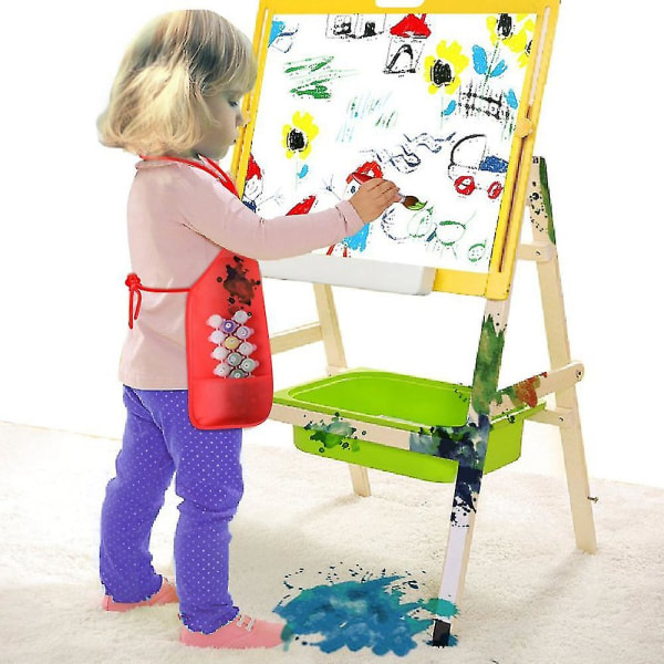 12-pack 6-färgade barntavlor Barnmålningstavlor Barnkonstskjortor med 2 rymliga fickor för Kitch (haoyi