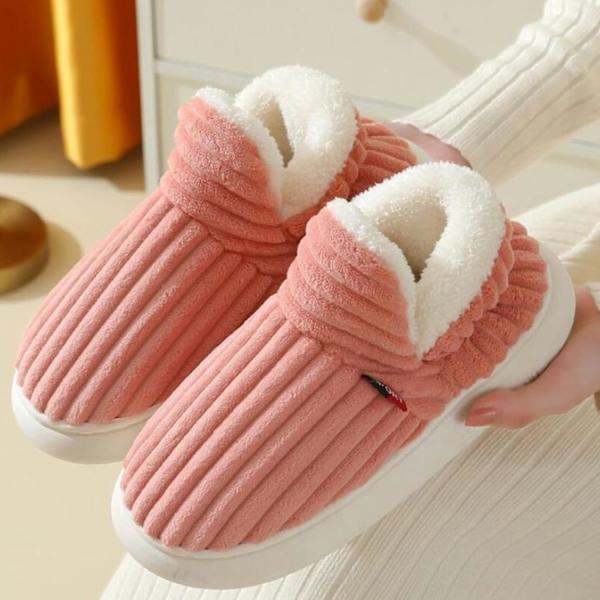 Naisten talvitöppäset, mukavat lämpimät tossut, naisten talvitöppäset, sisätiloissa fleecevuoratut tossut, liukumattomat tossut sisä- ja ulkokäyttöön Pink 40-41 [Suitable for feet 39-40]