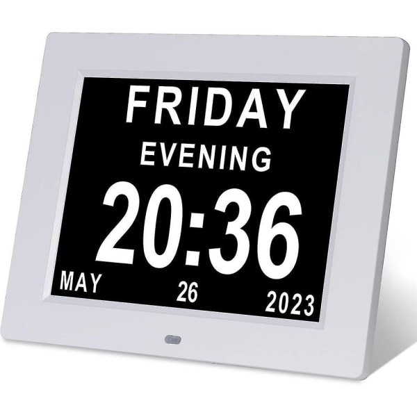 Demensklocka Alzheimers klocka & stor digital kalenderklocka för seniorer,klocka med dag och datum F