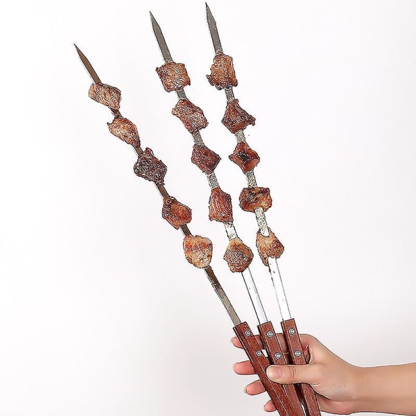 Bbq Skewer, Turkish Skewers With Wooden Handles, Stainless Steel Kebab Skewers, For Koobideh Kebab, Turkish Style Bbq