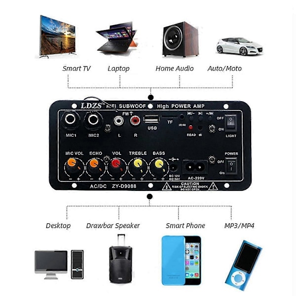 Bil Bluetooth Forstærker til Bilforstærkerkort Dobbelt Mikrofon Karaoke med Moduleret Reverb (Ada