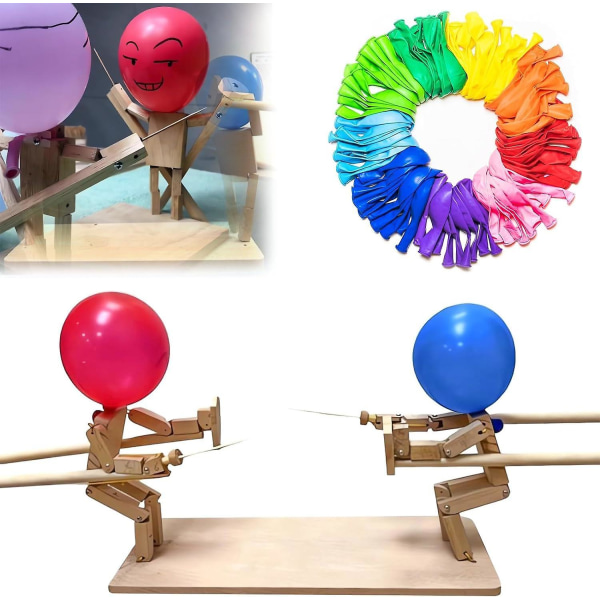 Balloon Bamboo Man Battle, 2024 uudet käsintehdyt puiset miekkailunuket, nopeatempoinen ilmapallotaistelu, Whack A Balloon -juhlapelit, aikuisten juhlapelit Groulle