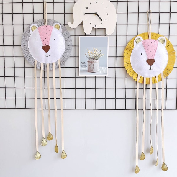 Vävt lejonhår rosetthållare Cliphängare Pannband Organizer Vägghängande dekorationer för barn