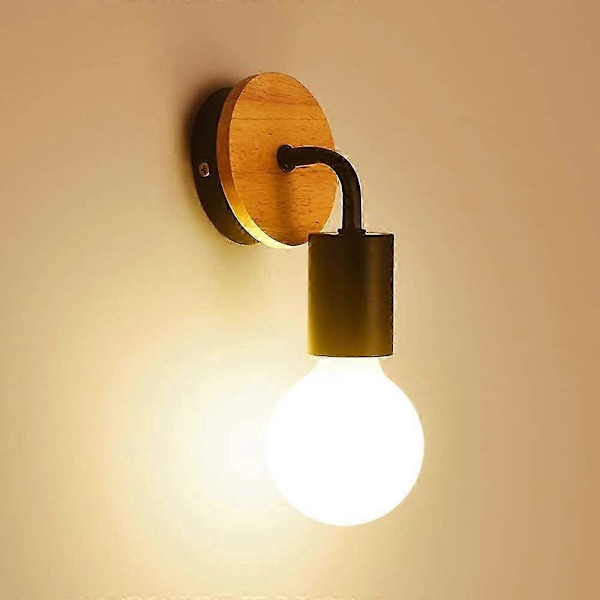 Moderne E27 Edison Vægslampe Samtids Metal Loft Led Træ Væglampe Type Væglamper til Sengen Hjem Cafe Bar Gang Spisestue Stue varm gul