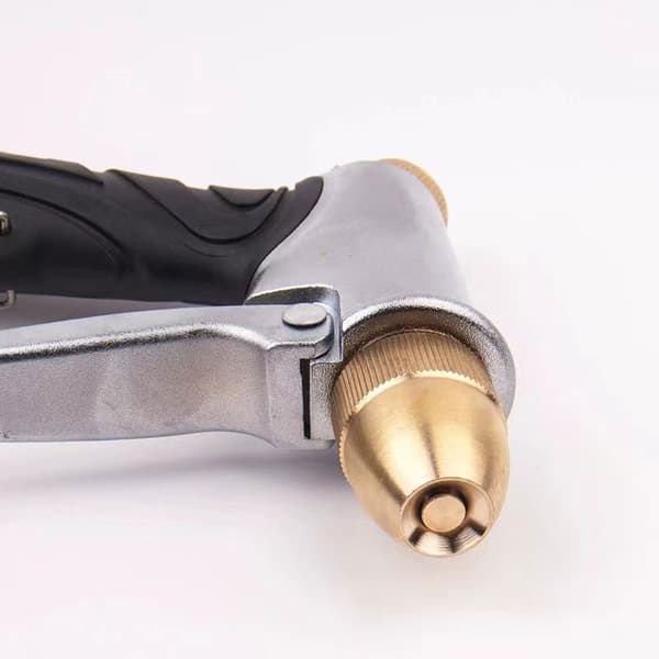 Justerbart högtrycksmunstycke för trädgårdsslang, kraftig vattensprutpistol i metall med flödeskontroll