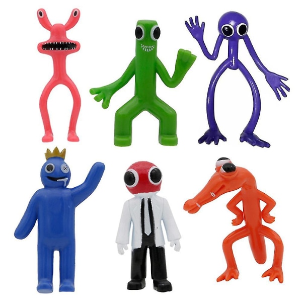 6 kpl Roblox Game Rainbow Friends -toimintahahmo Sininen punainen nukke PVC-lelu keräilylelut lasten joululahja