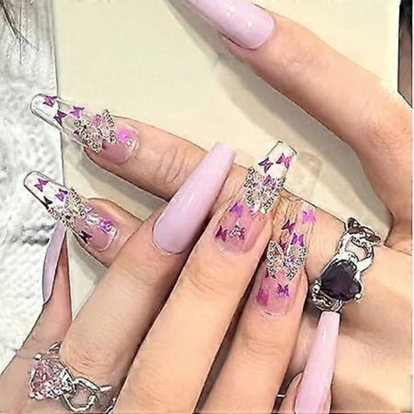 10 stk. Legering Sommerfugl Neglepynt (5 Gull, 5 Sølv) Metall Sommerfugl Neglekunst Henger Rhinestones for Negle Negle Steiner