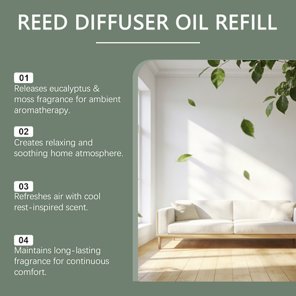 100 ml Eucalyptus & Mos Duftspreder Olie Genopfyldning