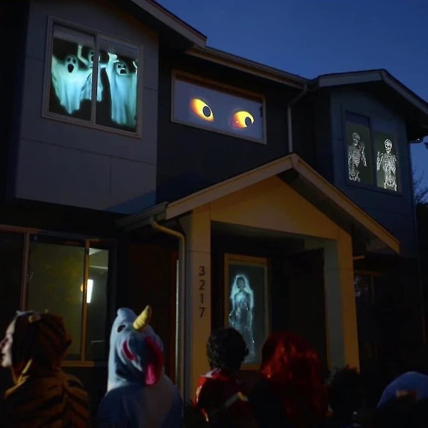 Halloween jul holografisk projektor vindusprojektor ledet holografisk projeksjonslampe, 12 filmfestivaler, brukt til jul og Halloween Outdoo